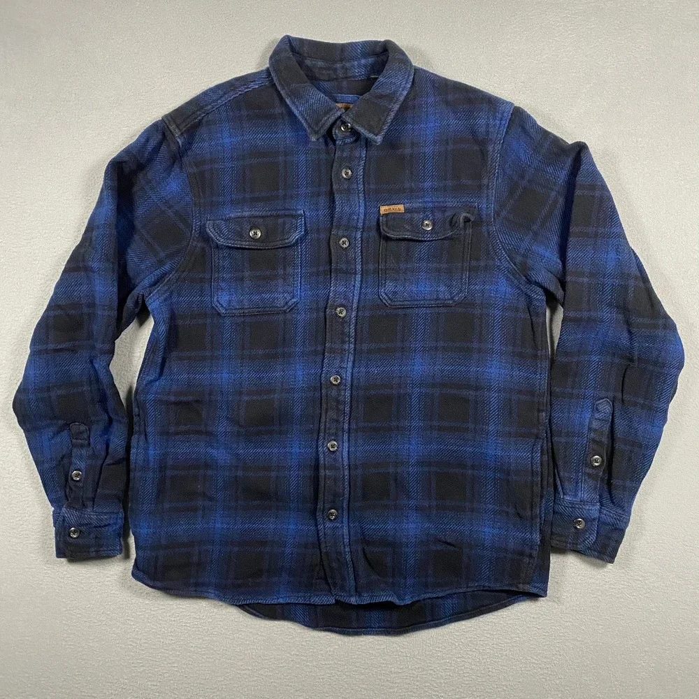 Orvis Flannel Shacket Mens‎ Medium Plaid Heavy Cotton Long Sleeve